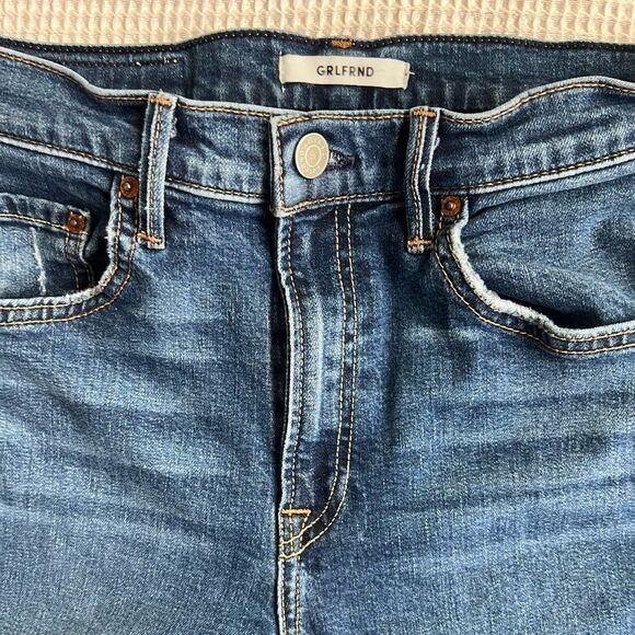 GRLFRND Blue Love All Around Kendall High Rise Raw Hem Rip Knee Skinny Jeans 25 - Picture 9 of 14